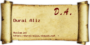 Durai Aliz névjegykártya